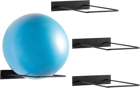 MyGift Wall-Mounted Exercise Ball Rack | Black Industrial Pipe Yoga Stability Ball Storage Display Holder for Home Gym and Studios, Set of 2 in Kuwait
