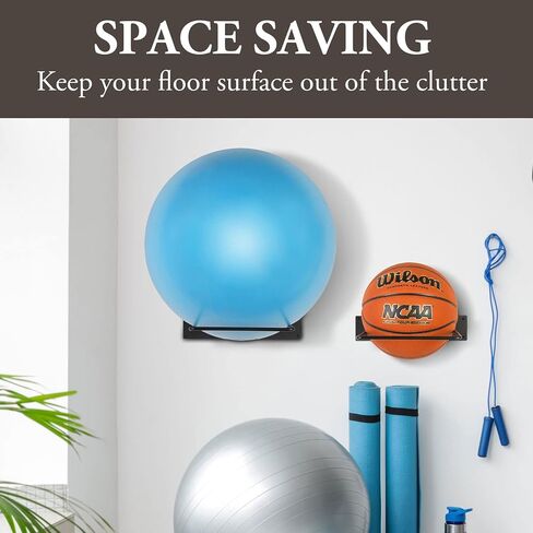 MyGift Wall-Mounted Exercise Ball Rack | Black Industrial Pipe Yoga Stability Ball Storage Display Holder for Home Gym and Studios, Set of 2 in Kuwait