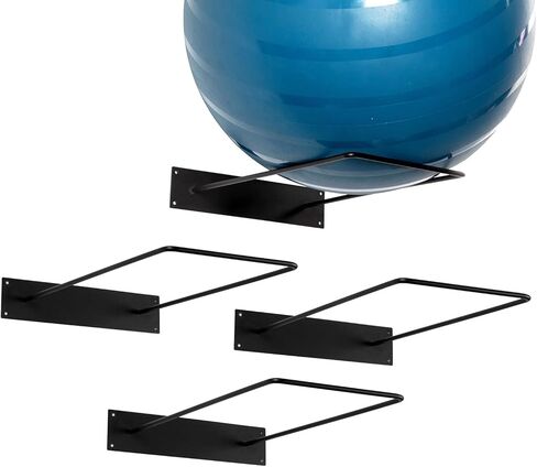 MyGift Wall-Mounted Exercise Ball Rack | Black Industrial Pipe Yoga Stability Ball Storage Display Holder for Home Gym and Studios, Set of 2 in Kuwait