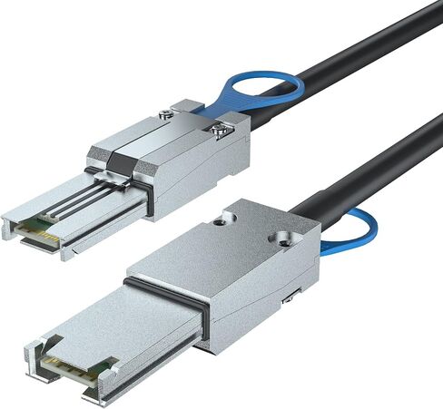 H!Fiber.com QSFP إلى SFF-8088 كابل MiniSAS، SFF-8436 إلى SFF-8088 كابل DDR Hybrid SAS خارجي، 100 أوم، 3 متر (9.8 قدم)، نحاس سلبي لـ NetApp in Kuwait