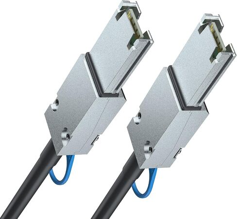 H!Fiber.com QSFP إلى SFF-8088 كابل MiniSAS، SFF-8436 إلى SFF-8088 كابل DDR Hybrid SAS خارجي، 100 أوم، 3 متر (9.8 قدم)، نحاس سلبي لـ NetApp in Kuwait