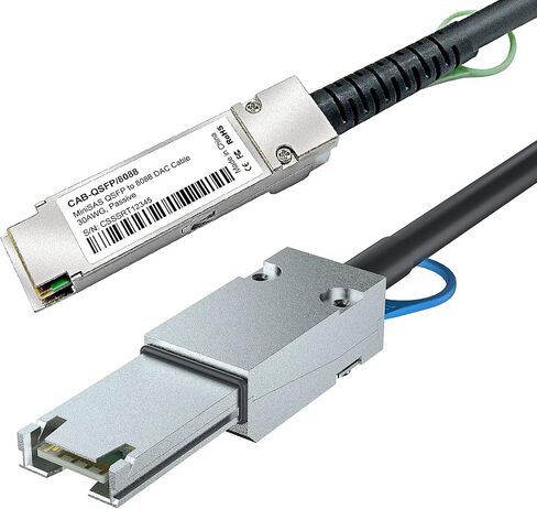 H!Fiber.com QSFP to SFF-8088 MiniSAS Cable, SFF-8436 to SFF-8088 External DDR Hybrid SAS Cable, 100-Ohm, 3 Meter(9.8ft), Copper Passive for NetApp in Kuwait
