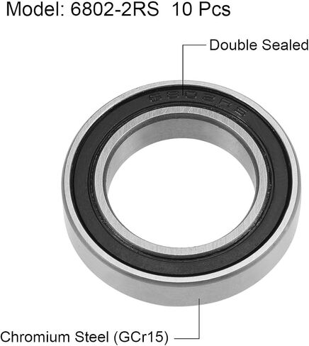 uxcell 6901-2RS Deep Groove Ball Bearings 12mm x 24mm x 6mm Double Sealed Chrome Steel P6(ABEC3) 10pcs in Saudi Arabia