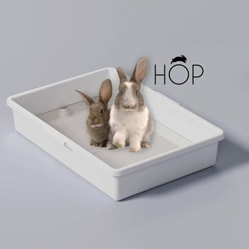 HOP Rabbit Litter Box, Less Mess Designed for Rabbits/Bunnies. Includes Built-in and Removable Hay Feeder and Cover. Dishwasher Safe and BPA-Free. Cat, Guinea Pig and Chinchilla Friendly Too. in Kuwait