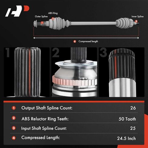 A-Premium CV Axle Shaft Assembly Compatible with Acura EL 1997-2005 & Honda Civic 1988-1995, Civic del Sol 1993-1997, CRX, 1.5L 1.6L 1.7L, Front Left Driver Side, Replace# 66-4060, 44011S04010 in Kuwait