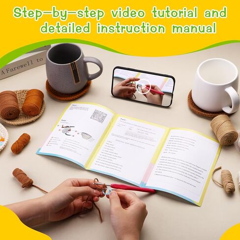 مجموعة أدوات الكروشيه للمبتدئين من UzecPk، مجموعة مكونة من 3 قطع من حقيبة الكروشيه للبالغين مع خيوط الكروشيه، وخطاف الكروشيه، وتعليمات خطوة بخطوة، فيديو كروشيه، حقيبة حمل يدوية، هدية كروشيه يدوية الصنع in Kuwait