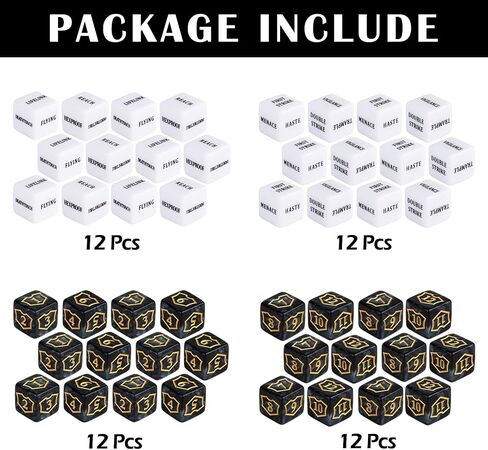 48 Pieces Abilities Keywords Counter Dice Plus One MTG Dice Counters Creature Stats Buff Tokens Dice Set for Magic The Gathering, MTG, TCG, Card Games Accessories in Saudi Arabia