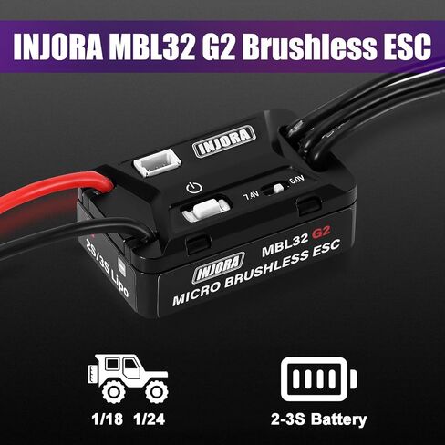 INJORA فرش مايكرو MBL32 ESC لـ 1/18 1/24 RC الزاحف TRX4M Ascent18 SCX24 ترقية in Saudi Arabia