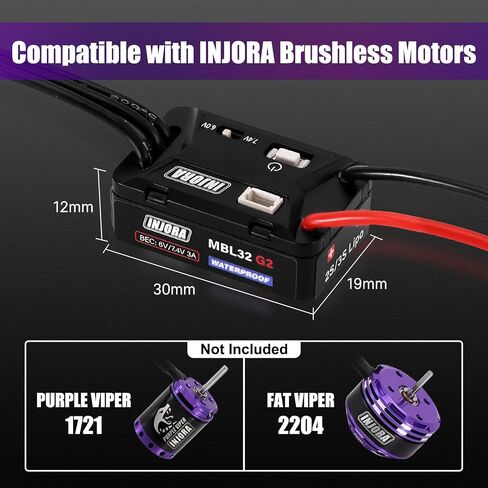 INJORA فرش مايكرو MBL32 ESC لـ 1/18 1/24 RC الزاحف TRX4M Ascent18 SCX24 ترقية in Saudi Arabia