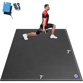 MRO Extra Large Exercise Mat 7' x 9' x 7mm, High-Density Workout Mats for Home Gym Flooring, Non-Slip, Extra Thick Durable Cardio Mat, and Ideal for Plyo, MMA, Jump Rope (Black) in Kuwait