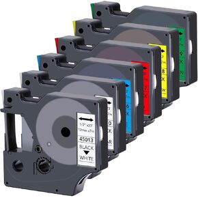 6 Pack Label Maker Tape Compatible D1 Label Tape 45013 45010 45016 45017 45018 45019 1/2 Inch x 23 Feet Compatible for LabelManager 160 280 210D 360D 420P Wireless PnP 220P 260P 500TS 450DUO in Saudi Arabia