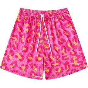 Faktuzi شبكة البقرة الجرافيك طباعة السراويل الرجال كرة السلة السراويل الرياضية عارضة تجريب السراويل الصيف شورتات للبحر مع جيوب in Kuwait