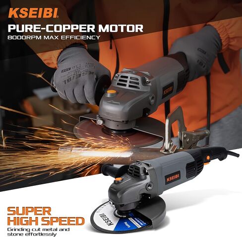 KSEIBI 711985 Concrete Grinder 7 Inch - Angle Grinder Kit with Dust Extraction Shroud, 2400W 15A Motor, 6000RPM, Includes Auxiliary Handles & 9 Inch Protective Guard, Diamond Cup Wheel, Carrying Bag in Saudi Arabia