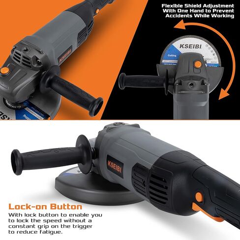 KSEIBI 711985 Concrete Grinder 7 Inch - Angle Grinder Kit with Dust Extraction Shroud, 2400W 15A Motor, 6000RPM, Includes Auxiliary Handles & 9 Inch Protective Guard, Diamond Cup Wheel, Carrying Bag in Saudi Arabia