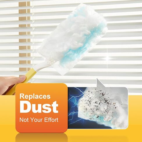 JOYMOOP Disposable Duster set,30 Count 360 Heavy Duty Duster Refills with 1 dusting wand,Disposable Dusters for Cleaning Home & Car, Multi-Surface Dusters, for Dusting Corners, Ceiling Fans, Furniture in Saudi Arabia