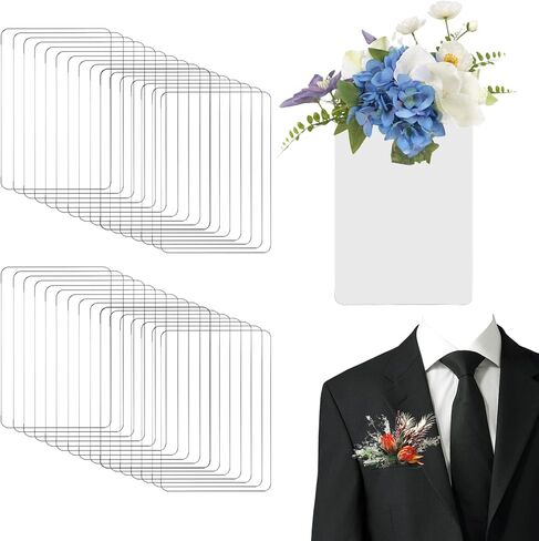 CANIPHA 20Pcs Pocket Boutonniere Plastic Sleeve, Pocket Boutonniere Holder, Clear Sleeves Boutonniere Pocket Holder No Lapel Pin Required, Flower Holders for Groom Groomsmen Ceremony (NO Flowers) in Saudi Arabia