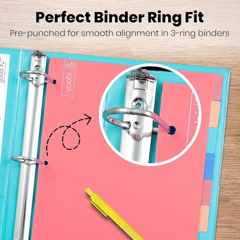 Yoobi 1 Inch Binder & 8-Tab Divider Set - 4 Pk of 3-Ring Binders with 2 Pockets, 4 Pk of Binder Organizer Tabs w/Blank Sticky Labels - Perfect for School or Office, Binders Hold up to 275 Sheets in Kuwait
