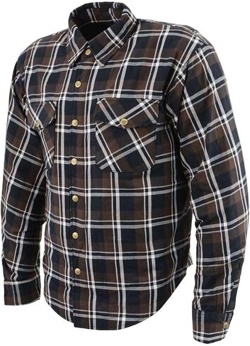 Milwaukee Leather Men's Plaid Flannel Biker Shirt with CE Approved Armor - Reinforced w/Aramid Fibers | MPM - Medium in Saudi Arabia