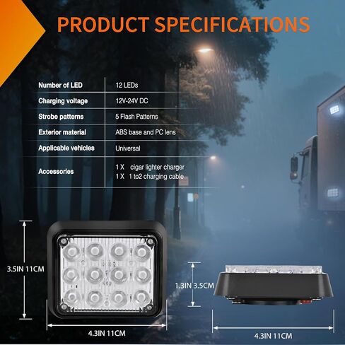 Nilight 2PCS 42LED العنبر اللاسلكية أضواء القوية المغناطيسية المحمولة تحذير خطر الأضواء القوية سطح جبل للماء 5 أنماط ل12V 24V سيارات شاحنات فان الطرق الوعرة المركبات ATV in Kuwait