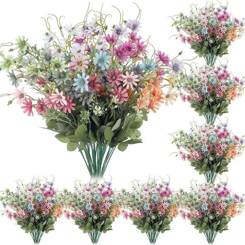 24 Pcs Faux Daisy Flowers Fake Wild Flowers Faux Wildflowers Artificial Wildflowers for Decoration Wild Flowers Artificial Spring Summer UV Resistant Floral Arrangements for Home Outdoor in Saudi Arabia