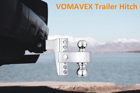 Adjustable Trailer Hitch-Drop Hitch Fits 2.5inch Receiver -6" Drop/Rise Tow Hitch with 2" and 2-5/16" Tow Balls-18500GTW with Double Anti-Theft Pins Locks, Black in Saudi Arabia