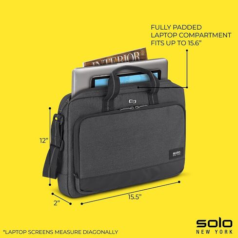 حقيبة كمبيوتر محمول رفيعة مقاس 15.6 بوصة من سولو أستور، رمادي in Kuwait