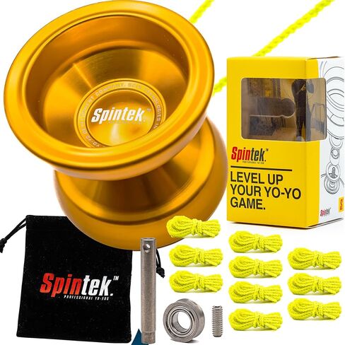 SPINTEK R1 PRO Yoyo - يويو المبتدئين واليويو الاحترافي - قم بالتبديل بين يويو المستجيبة واليويو غير المستجيبة - يويو للأطفال ويويو للبالغين - لعبة يويو الحسية - معدنية، خدعة يويو (ذهبي) in Saudi Arabia
