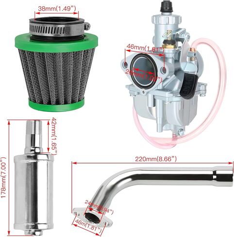 YOXUFA VM22 212cc مجموعة المكربن ​​للمفترس 212 224 196cc كولمان CT200U CT200U-EX BT200X Baja Warrior MB200 دراجة صغيرة KT196 Go Kart 6.5HP GX160 أجزاء محرك عالية الأداء مع كاتم صوت العادم in Kuwait