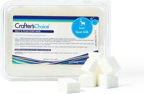 Crafter's Choice 2 Lb. Block Detergent Free Goat Milk Melt & Pour Soap Base, White in Kuwait