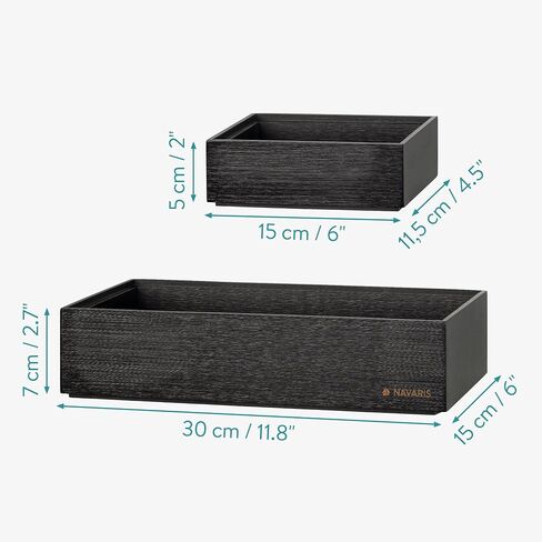 Navaris Bamboo Storage Boxes - Set of 2 Wood Stackable Box Organizers for Bedroom, Kitchen, Bathroom, Living Room, Makeup, Jewelry, Accessories in Saudi Arabia