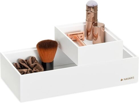 Navaris Bamboo Storage Boxes - Set of 2 Wood Stackable Box Organizers for Bedroom, Kitchen, Bathroom, Living Room, Makeup, Jewelry, Accessories in Saudi Arabia