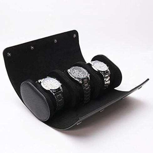 Gipsofila Watch Roll Travel Case 3 slot, PU Leather Watch Rolls Box For Men, Watch Organizer for 3 Watch, Watch Case with Removable Pillows for Watch Storage/Travel in Saudi Arabia