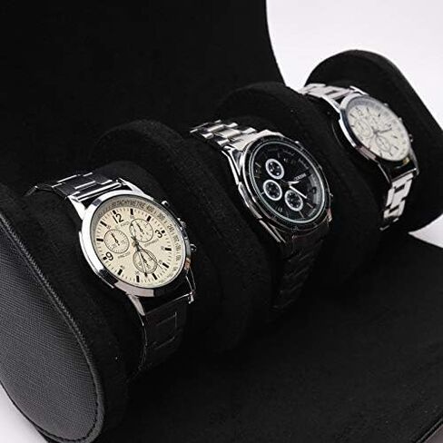 Gipsofila Watch Roll Travel Case 3 slot, PU Leather Watch Rolls Box For Men, Watch Organizer for 3 Watch, Watch Case with Removable Pillows for Watch Storage/Travel in Saudi Arabia