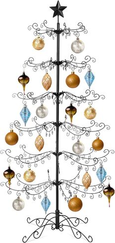 Best Choice Products 6ft Wrought Iron Ornament Display Christmas Tree w/Easy Assembly and Stand - Gold in Saudi Arabia