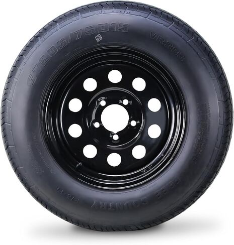 Free Country Trailer Tire Wheel Assembly ST205/75D15 6-Ply C 101L 5 Lug on 4.5" PCD Black Mod Wheel in Saudi Arabia