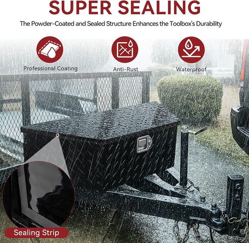 YITAMOTOR 39 Inch Trailer Tongue Boxes, Heavy Duty Aluminum Trailer Tool Box, Diamond Plate Storage Box, Waterproof Trailer Box for Pick Up Truck Bed, RV Trailer with Lock and Keys in Saudi Arabia