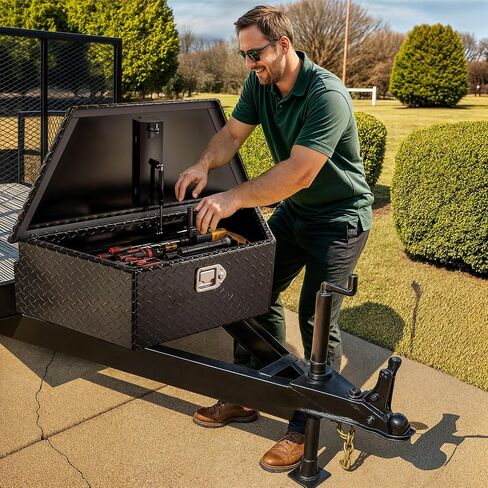 YITAMOTOR 39 Inch Trailer Tongue Boxes, Heavy Duty Aluminum Trailer Tool Box, Diamond Plate Storage Box, Waterproof Trailer Box for Pick Up Truck Bed, RV Trailer with Lock and Keys in Saudi Arabia