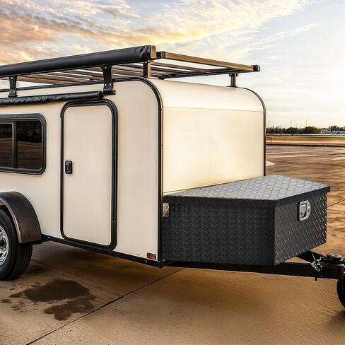 YITAMOTOR 39 Inch Trailer Tongue Boxes, Heavy Duty Aluminum Trailer Tool Box, Diamond Plate Storage Box, Waterproof Trailer Box for Pick Up Truck Bed, RV Trailer with Lock and Keys in Saudi Arabia