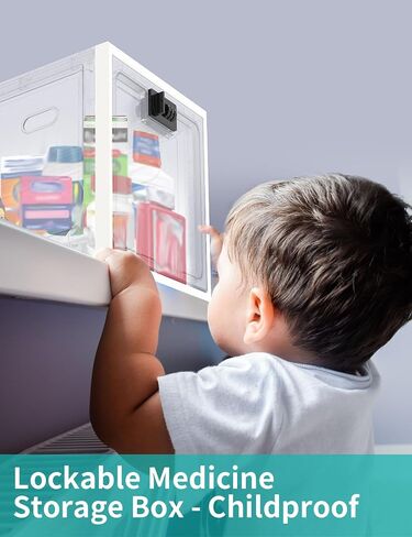 Lock Box for Refrigerator Snack Food, Plastic Medication Lock Box for Medicine Safe, Clear Lockable Storage Box for Personal Items, Phone Jail, Box with Lock for Home/Dorms/Office Storage Lockers in Saudi Arabia