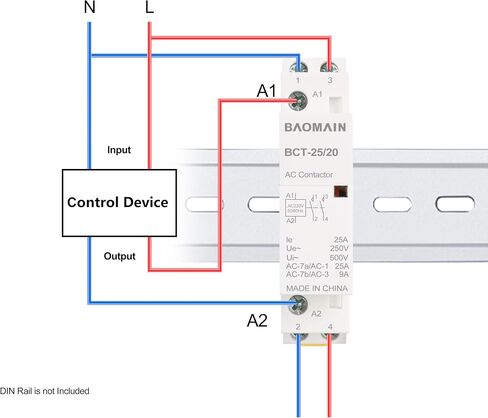 Baomain AC Contactor HC1-50/20, 220~240V 50A 2 Pole 2NO Universal Circuit Control DIN Rail Mount Normally Open in Saudi Arabia