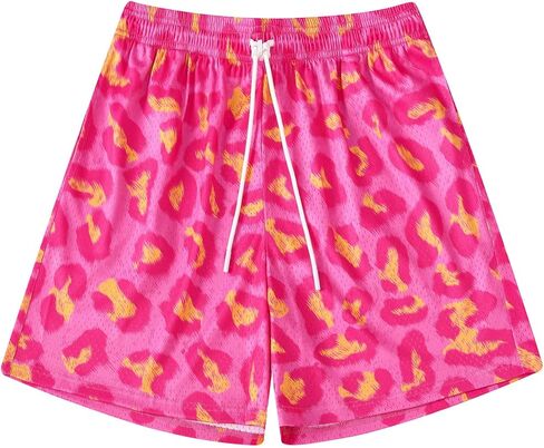 Faktuzi شبكة البقرة الجرافيك طباعة السراويل الرجال كرة السلة السراويل الرياضية عارضة تجريب السراويل الصيف شورتات للبحر مع جيوب in Kuwait