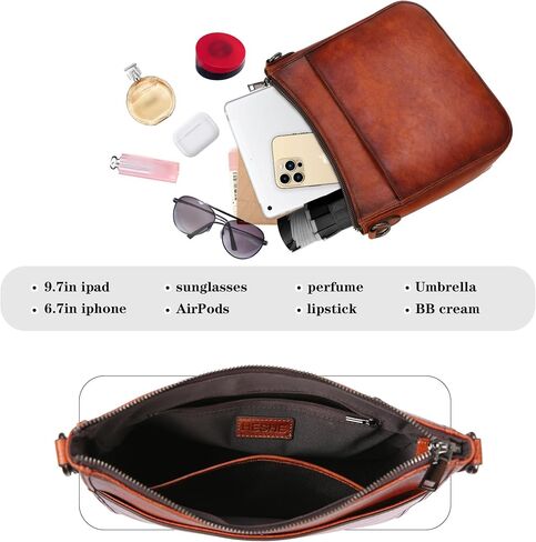 HESHE Leather Purses for Women Crossbody Bag Medium Shoulder Bags with Guitar Strap Satchel Travel Cross Body Purse in Saudi Arabia