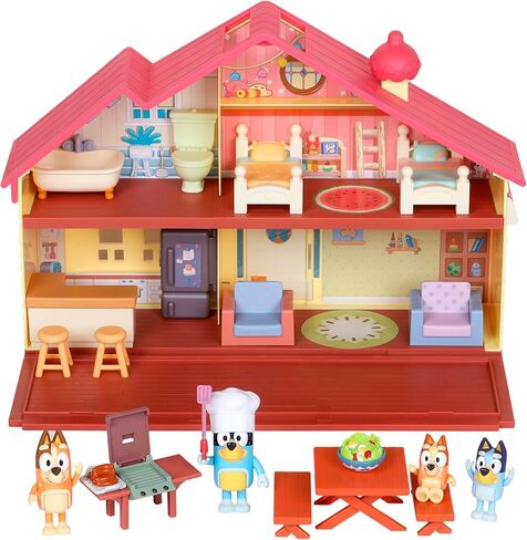 Bluey Celebration Home، ساعد في الاحتفال بعيد الميلاد، مع 11 قطعة لعب من الأثاث والإكسسوارات القابلة للإزالة، بالإضافة إلى مجسم حصري مقاس 2.5 بوصة in Kuwait