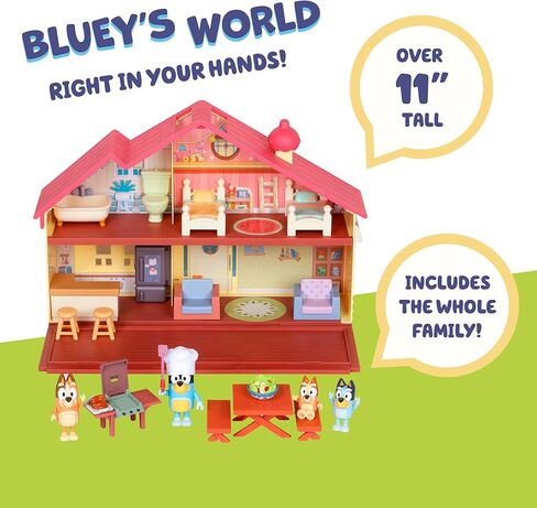 Bluey Celebration Home، ساعد في الاحتفال بعيد الميلاد، مع 11 قطعة لعب من الأثاث والإكسسوارات القابلة للإزالة، بالإضافة إلى مجسم حصري مقاس 2.5 بوصة in Kuwait