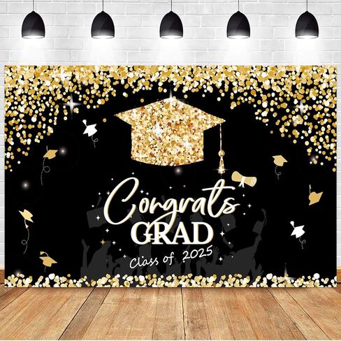 2024 Graduation Party Decorations - Graduation Decorations Class of 2024, Graduation Party Supplies, Graduation Backdrop, Graduation Banner, Gold and Black Graduation Decorations in Saudi Arabia