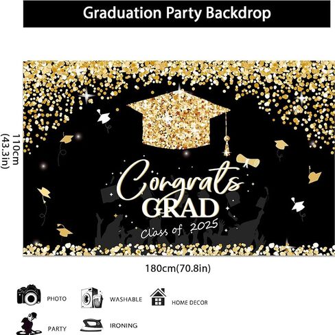 2024 Graduation Party Decorations - Graduation Decorations Class of 2024, Graduation Party Supplies, Graduation Backdrop, Graduation Banner, Gold and Black Graduation Decorations in Saudi Arabia