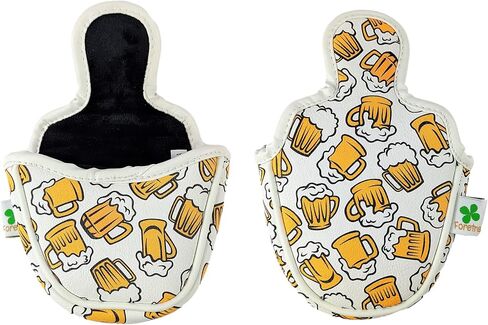 Limited Edition Beer Mugs Pattern Putter Headcover Quality PU Leather Magnetic Closure for Blade Style Putters in Saudi Arabia