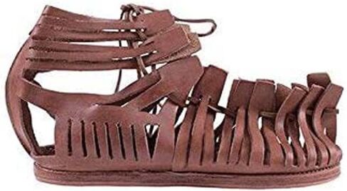 AnNafi Mens Gladiator Leather Sandal | Roman Centurian Brown Caligae|Medieval Greek Soldier Sandles| Ancient Costume Footwear in Kuwait
