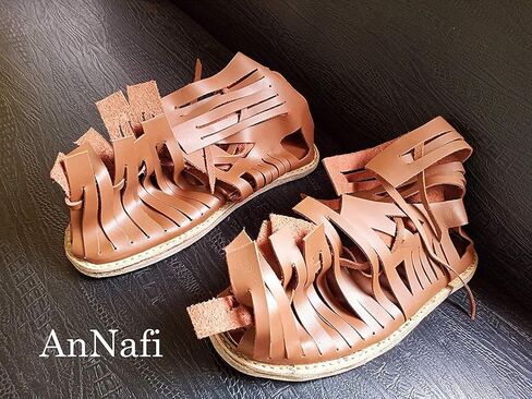 AnNafi Mens Gladiator Leather Sandal | Roman Centurian Brown Caligae|Medieval Greek Soldier Sandles| Ancient Costume Footwear in Kuwait