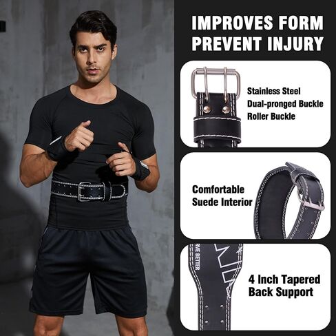حزام رفع الأثقال 4 بوصة حزام جلدي مبطن بالفوم لدعم الظهر حزام الصالة الرياضية لكمال الأجسام القرفصاء ورفع الأثقال حزام رفع الأثقال للرجال والنساء لفافة معصم مجانية (أرجواني/XS) in Kuwait